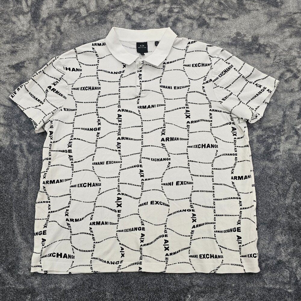A/X Armani Exchange Polo Shirt Mens size XXL Logo all over print golfing Casual